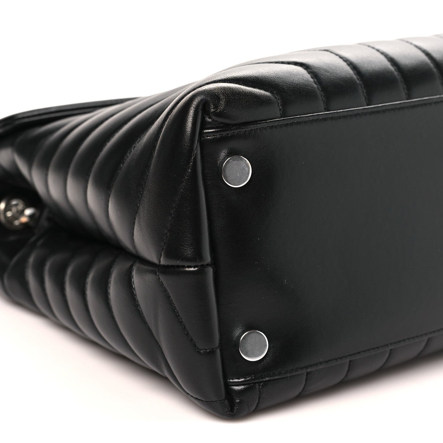 Calfskin Y Quilted Monogram Large Loulou Chain Satchel Black