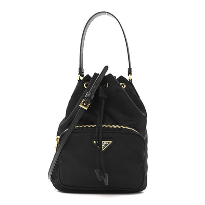 Re-Nylon Saffiano Duet Bucket Crossbody Bag Black