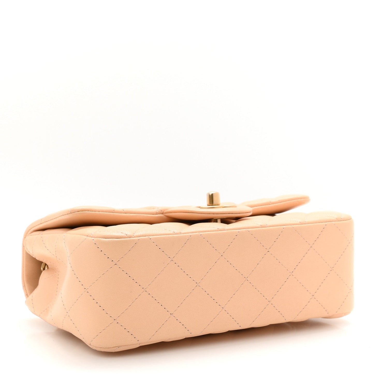 Lambskin Quilted Mini Rectangular Flap Beige