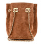Suede Quilted Bucket Bag With Chain Camel
