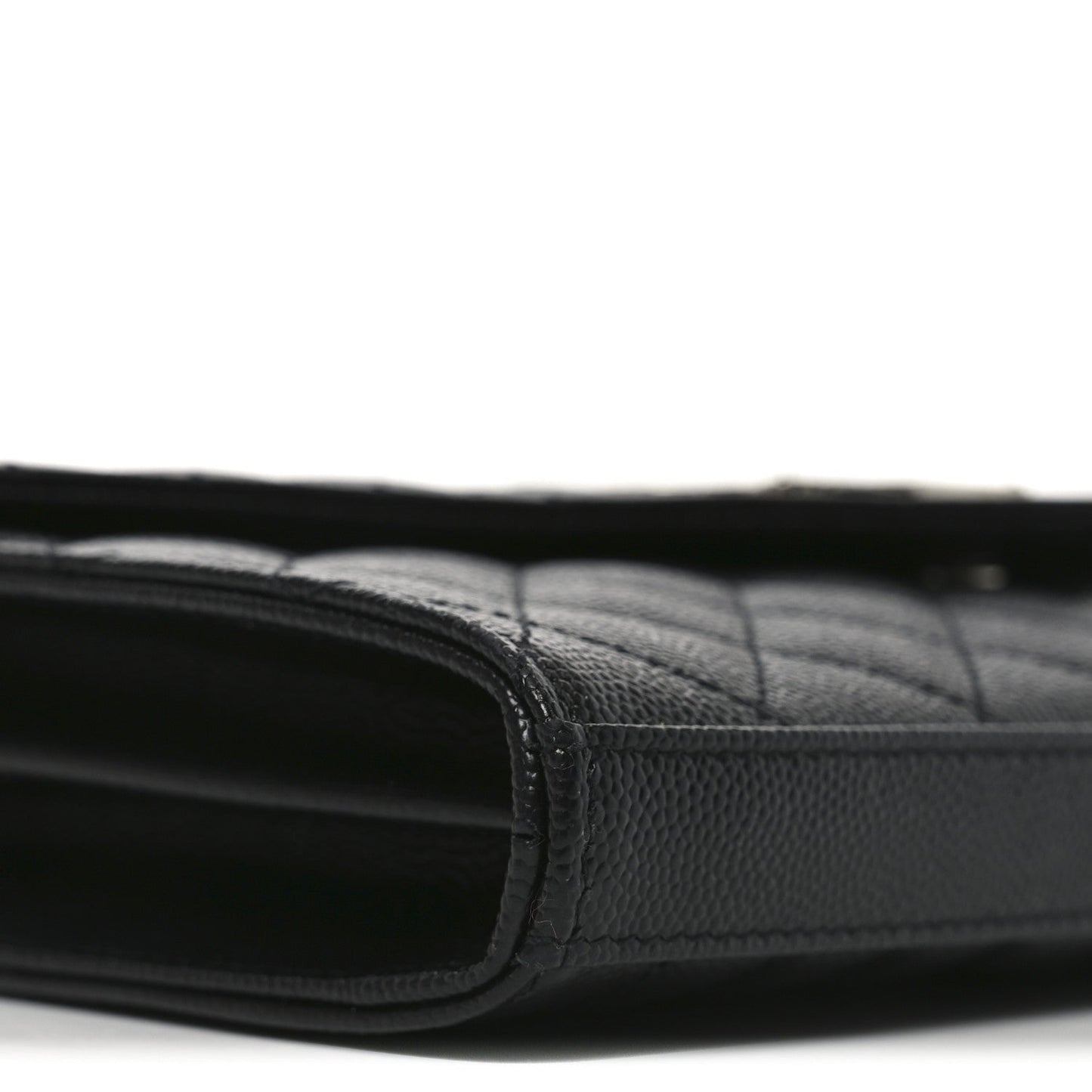 Grain De Poudre Mixed Matelasse Triquilt Monogram Chain Wallet Black