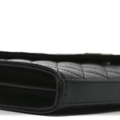 Grain De Poudre Mixed Matelasse Triquilt Monogram Chain Wallet Black