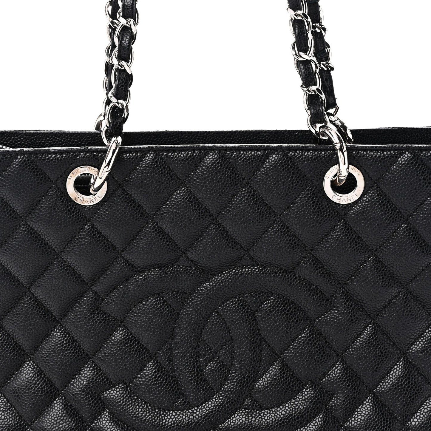 Caviar Quilted Grand Shopping Tote GST Black