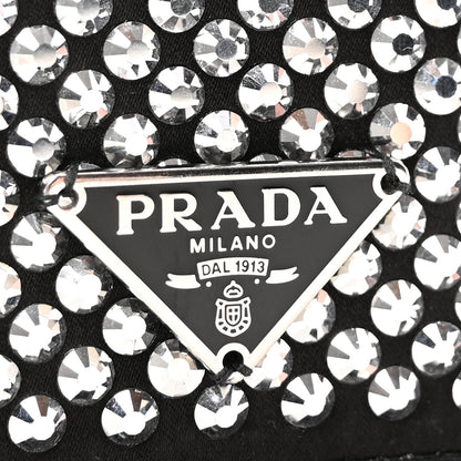 Satin Crystal Metal Triangle Logo Mini Crossbody Bag Cristal