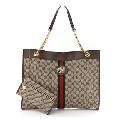 GG Supreme Monogram Large Rajah Chain Tote Beige New Acero