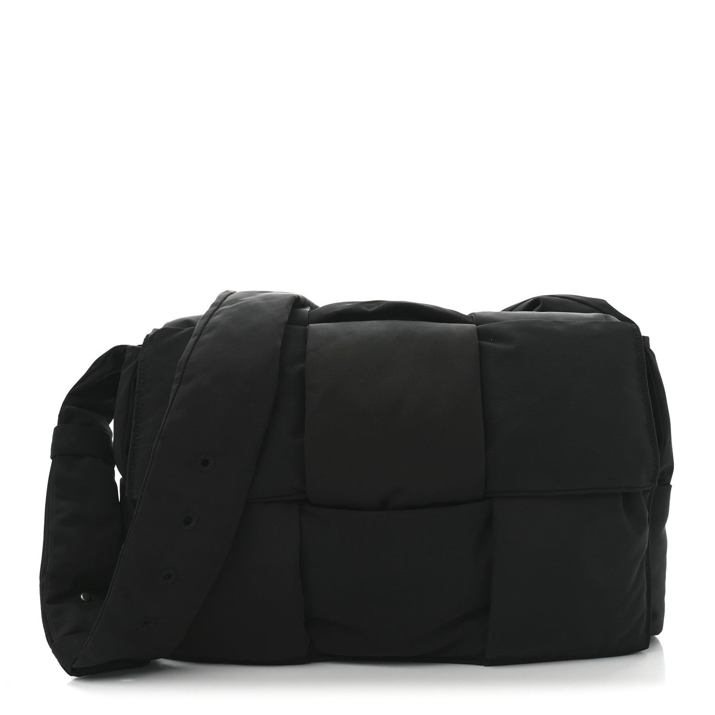 Nylon Intrecciato Padded Tech Maxi Cassette Bag Black