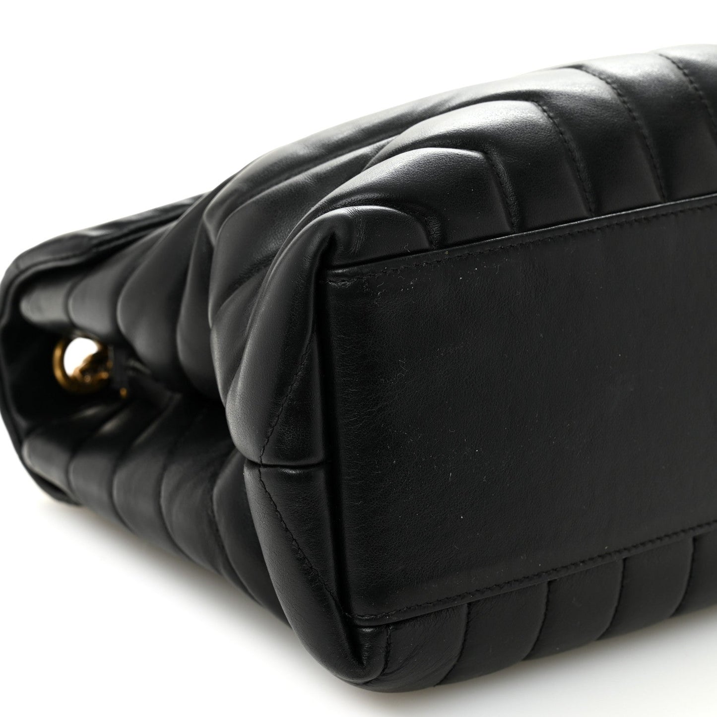 Calfskin Y Quilted Monogram Medium Loulou Chain Satchel Black