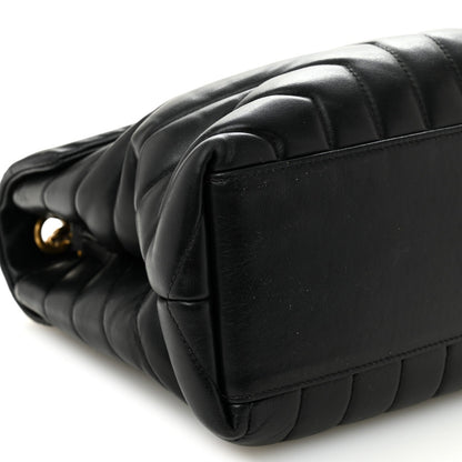 Calfskin Y Quilted Monogram Medium Loulou Chain Satchel Black