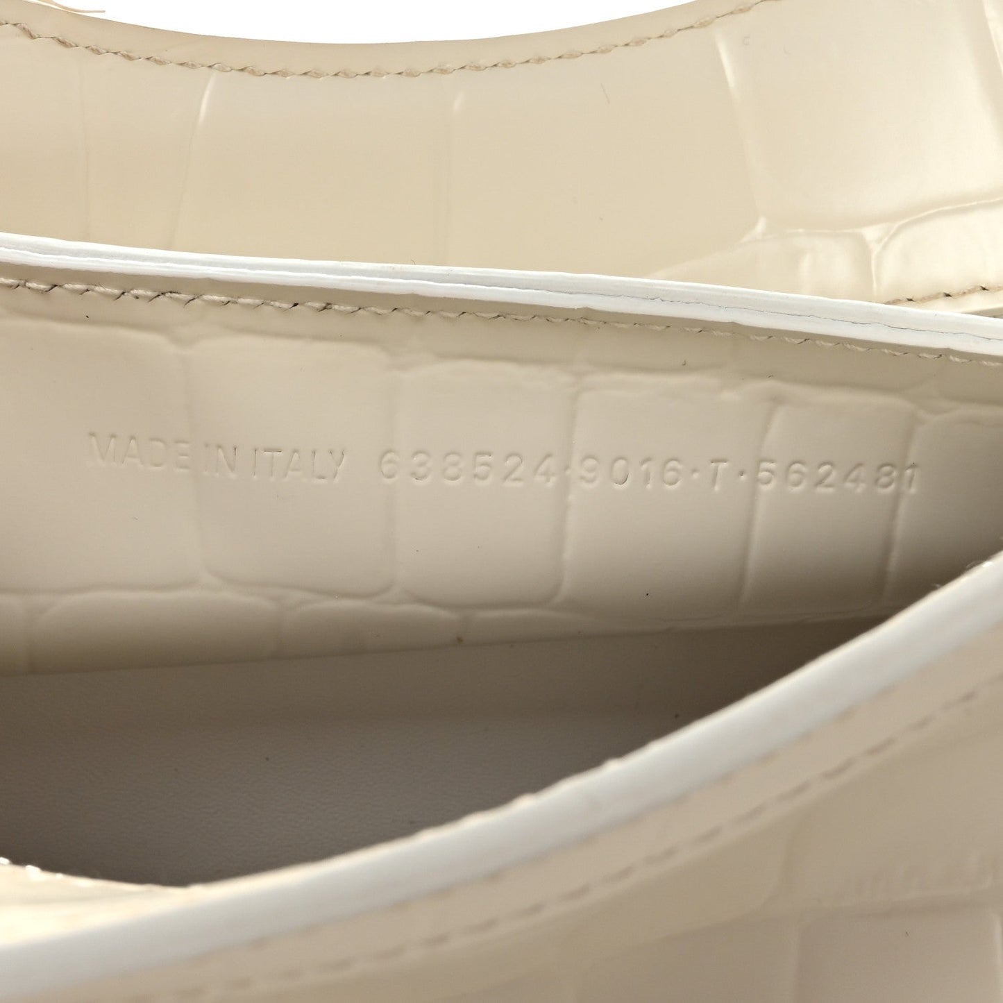 Semi Shiny Calfskin Crocodile Embossed Neo Classic Silver Hardware Nano City Crossbody White