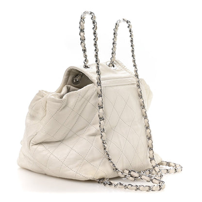 Lambskin Quilted Beijing Backpack Bag White