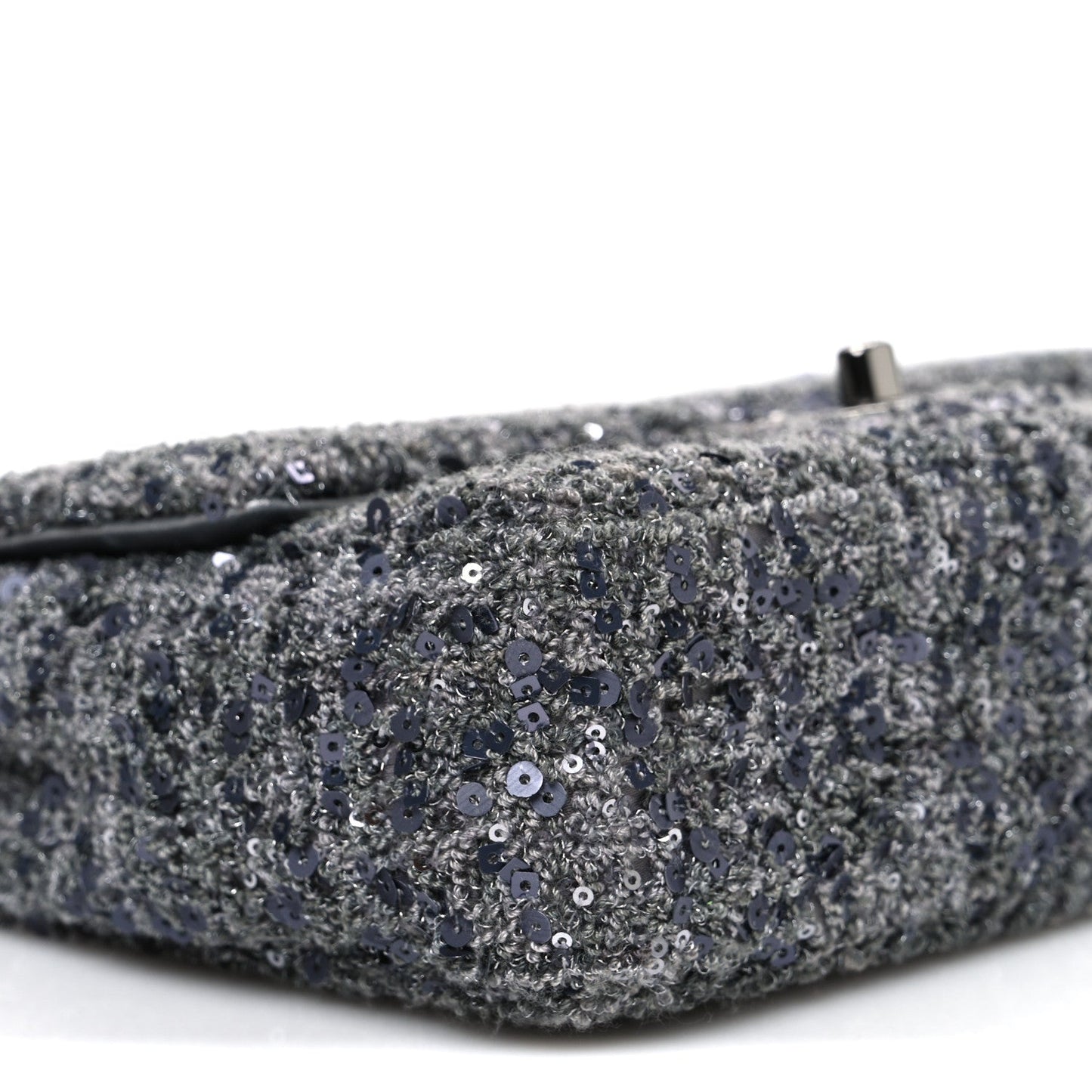 Sequin Quilted Small Single Flap Grey Dark Grey
