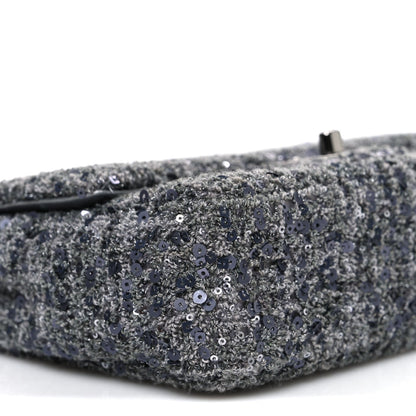 Sequin Quilted Small Single Flap Grey Dark Grey