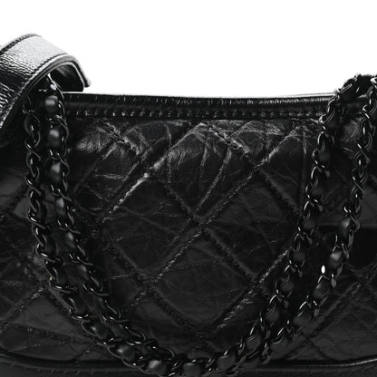 Aged Calfskin Quilted Small Gabrielle Hobo So Black