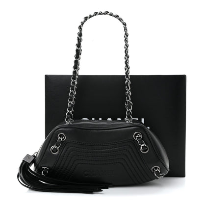 Lambskin Lax Small Tassel Shoulder Bag Black