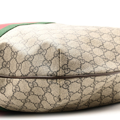 GG Supreme Monogram Web Ophidia Half Moon Hobo Brown