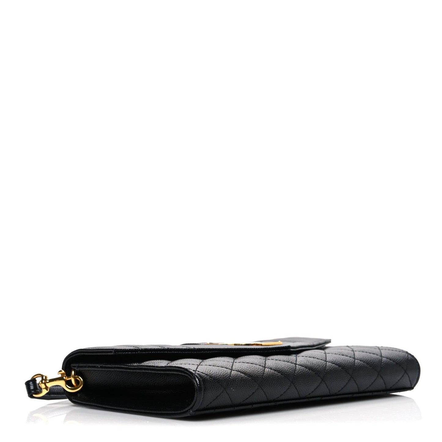 Grain De Poudre Textured Mixed Matelasse Triquilt Monogram Clutch Black