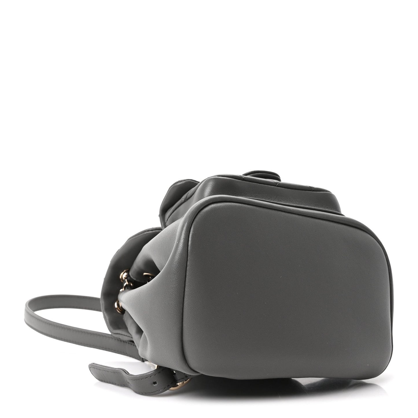 Lambskin Quilted Small Duma Drawstring Backpack Grey