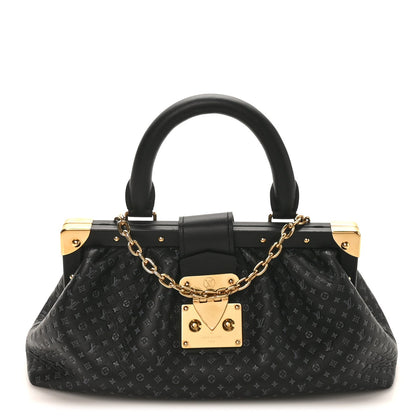 Calfskin Nanogram Embossed Clutch Black