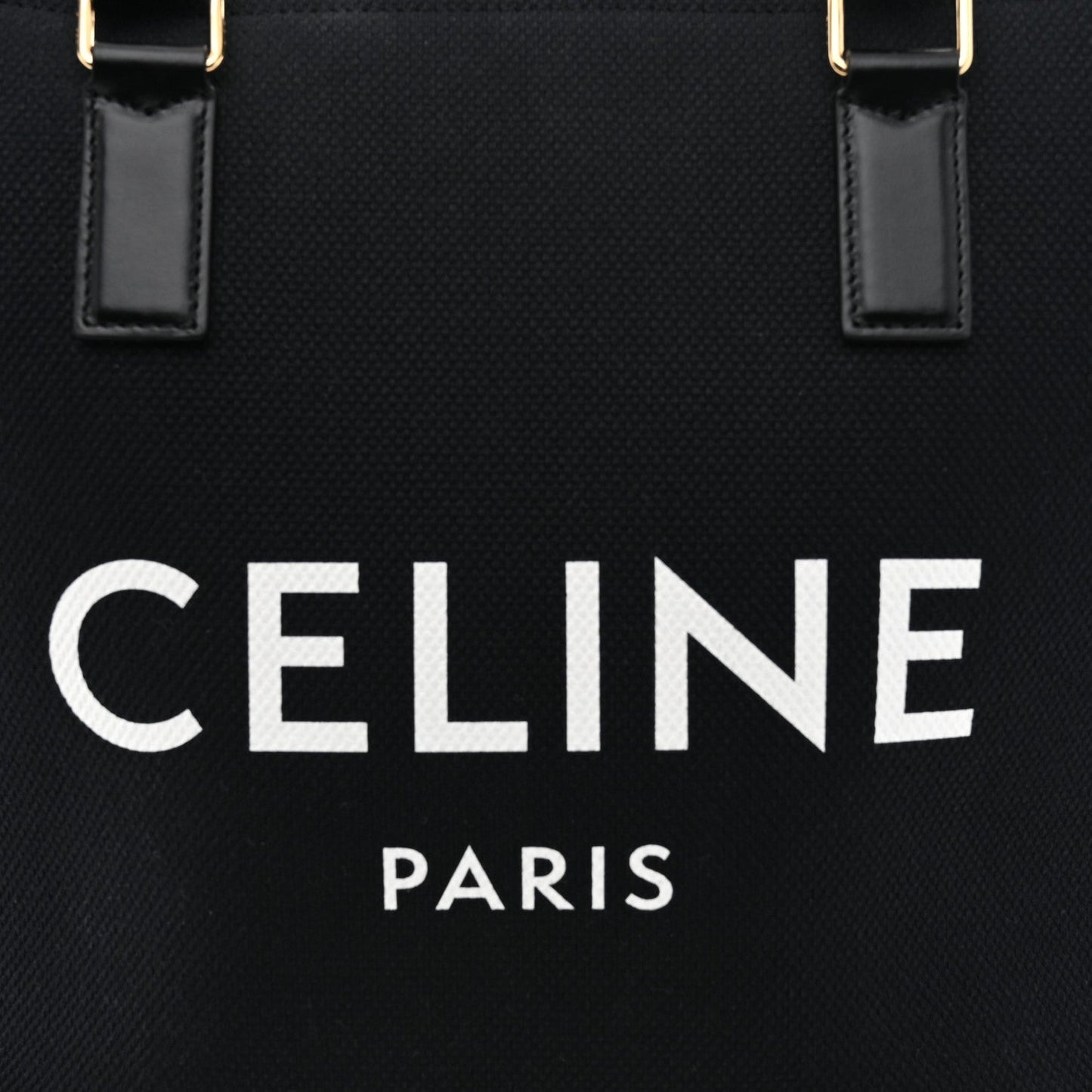 Canvas Calfskin Horizontal Cabas Black