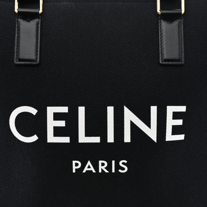 Canvas Calfskin Horizontal Cabas Black