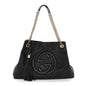 Pebbled Calfskin Medium Soho Chain Shoulder Bag Black