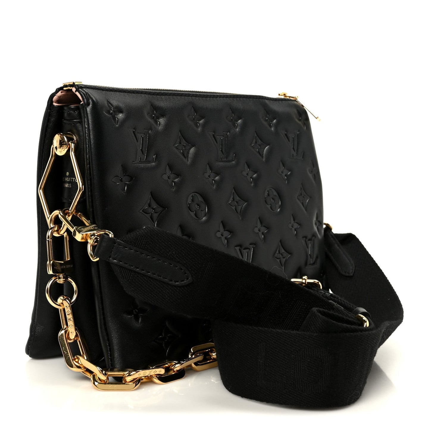 Lambskin Embossed Monogram Coussin PM Black