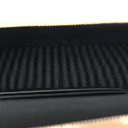 Suede Calfskin Shiny Lambskin Quilted Top Handle Slim Vanity Case With Chain Beige Black