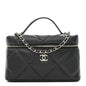 Caviar Quilted Top Handle Slim Vanity With Chain Black
