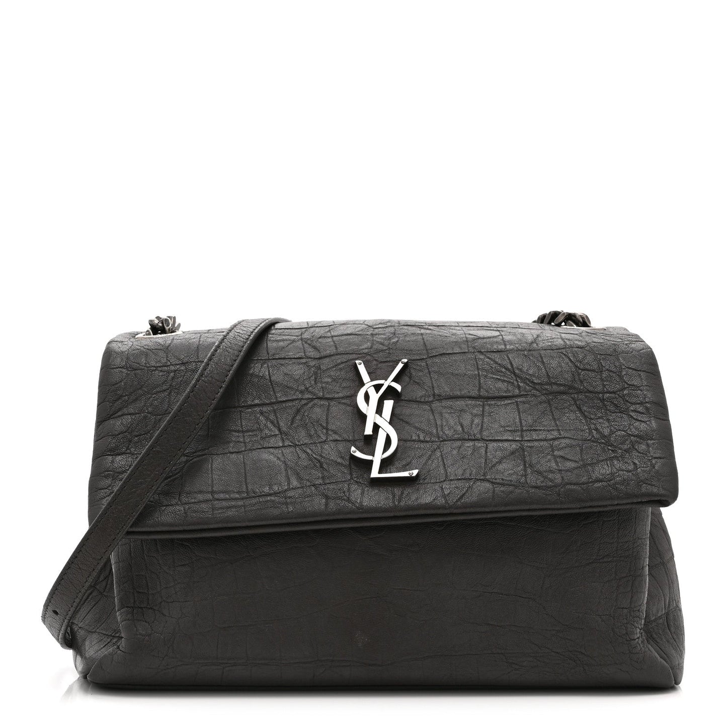 Calfskin Crocodile Embossed Medium West Hollywood Monogram Fold-Over Earth