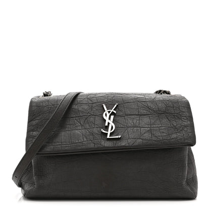 Calfskin Crocodile Embossed Medium West Hollywood Monogram Fold-Over Earth