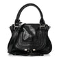 Natural Shiny Calfskin Small Marcie Satchel Black