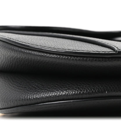 Grained Calfskin Mini Saddle Bag Black