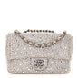 Suede Calfskin Crystal Mini Flap Silver