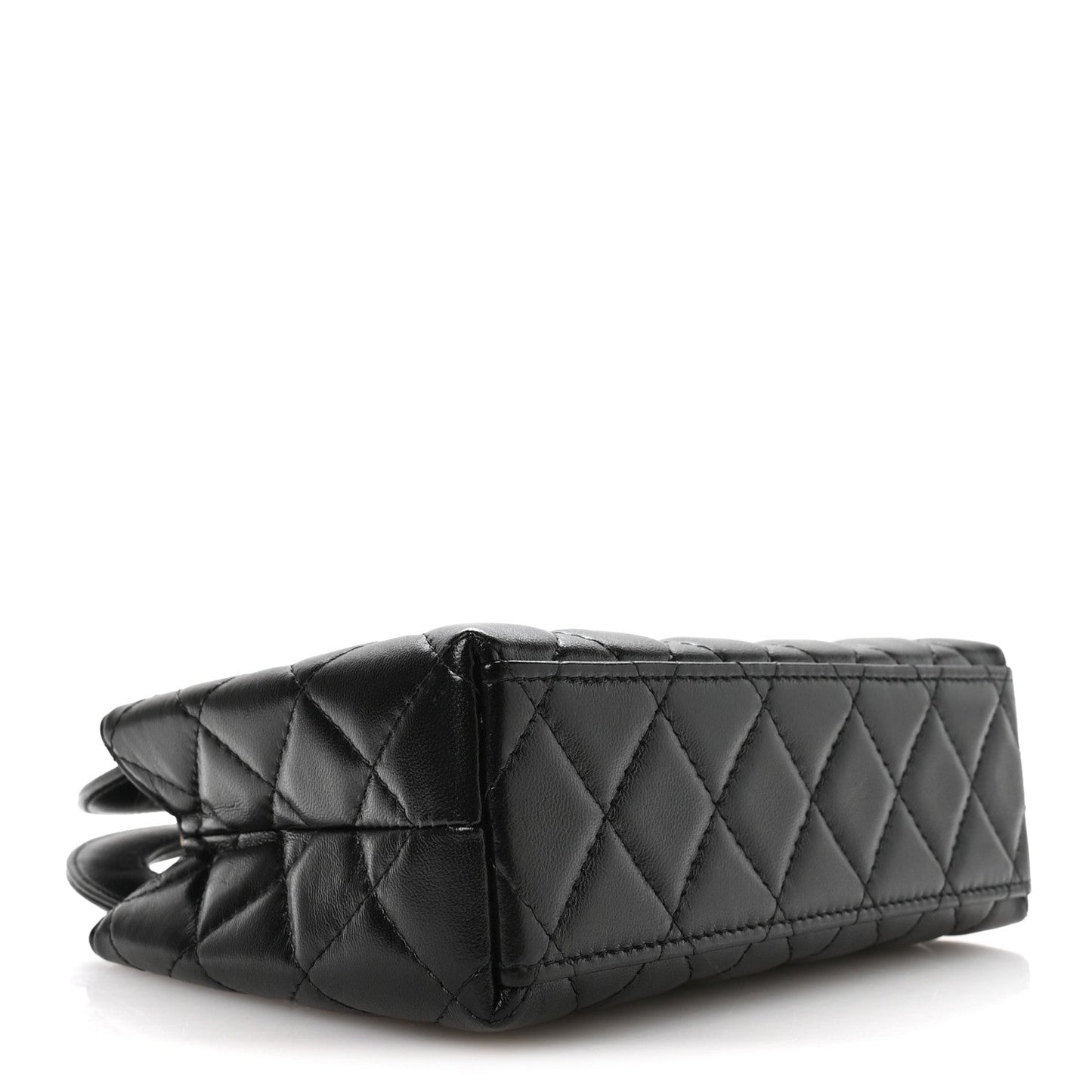 Shiny Aged Calfskin Quilted Nano Kelly Shopper Black