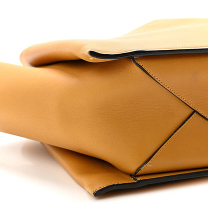 Supple Natural Calfskin Medium Tri-Fold Bag Ocre
