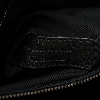 Crinkled Calfskin Matelasse Monogram Medium Niki Chain Satchel Black
