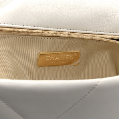 Goatskin Quilted Large Chanel 19 Flap White