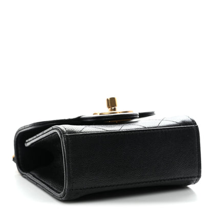 Lambskin Quilted Chic Pearls Flap Black