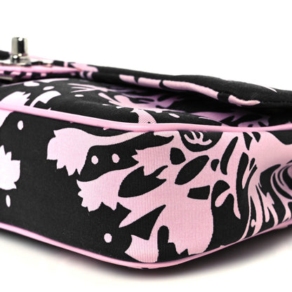 Printed Fabric East West Flap Black Pink