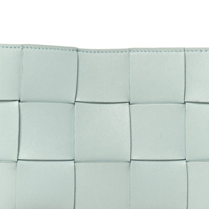 Calfskin Maxi Intrecciato Cassette Pouch On Strap Pale Blue