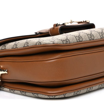 GG Supreme Monogram Horsebit 1955 Soft Small Shoulder Bag Beige Brown