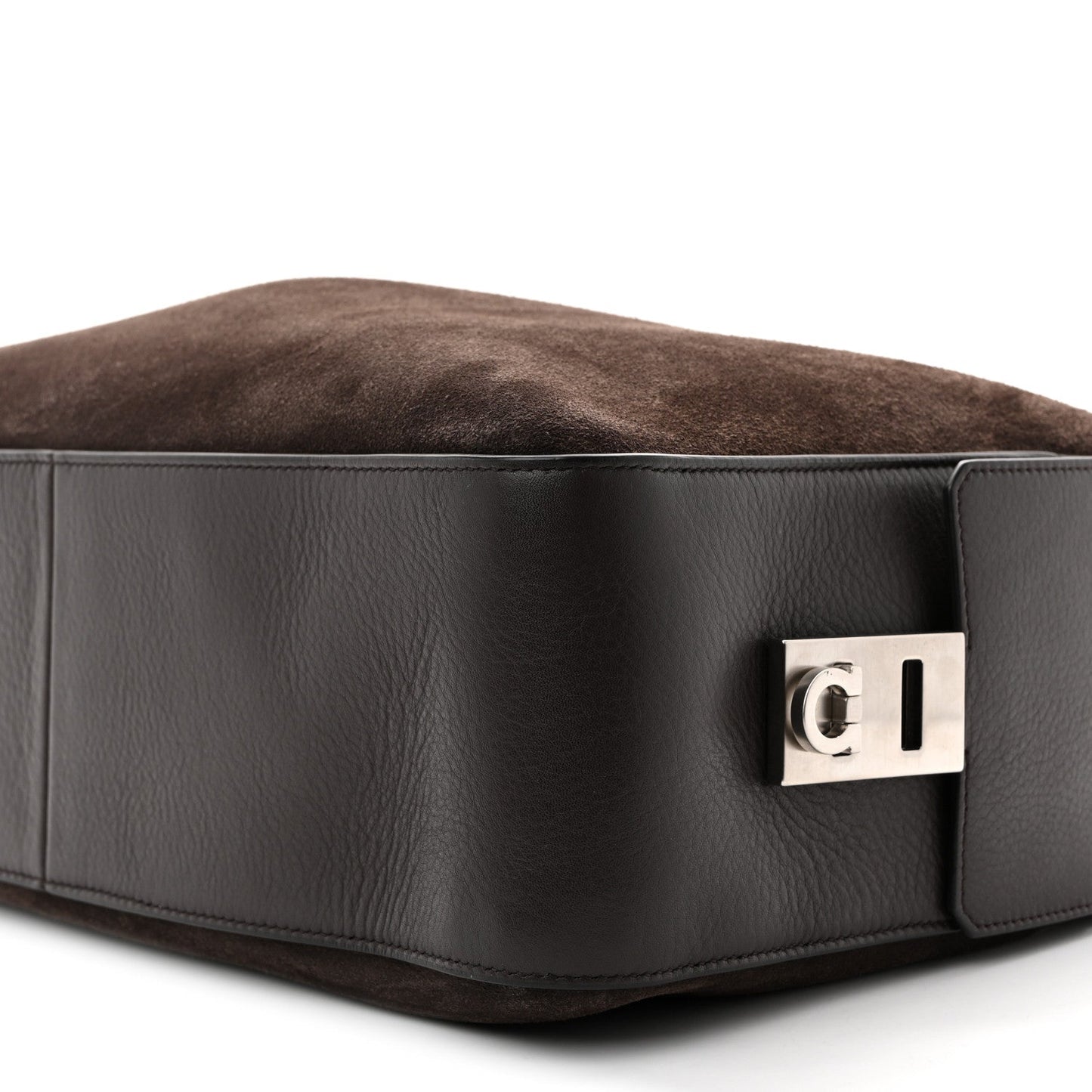 Suede Calfskin Gancini Twins Slouchy Crossbody Bag Brown