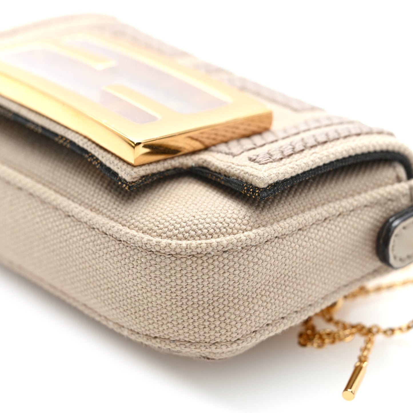 Canvas Vitello King FF Embroidered Nano Maxi Buckle Baguette Charm Nuvola