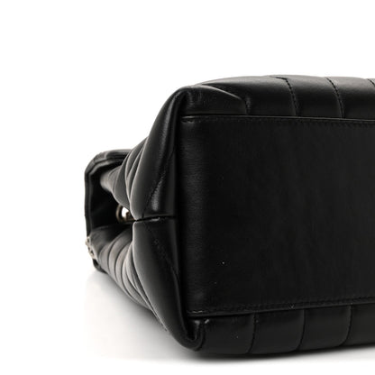 Calfskin Y Quilted Monogram Medium Loulou Chain Satchel Black