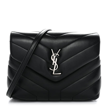 Calfskin Y Quilted Monogram Toy Loulou Crossbody Bag Black