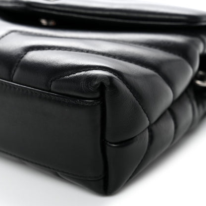 Calfskin Y Quilted Monogram Toy Loulou Crossbody Bag Black