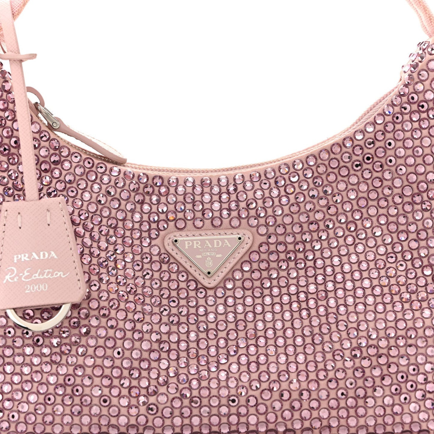 Satin Crystal Mini Re-Edition 2000 Bag Alabastro