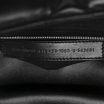 Nappa Calfskin Quilted Touch B Puffy Clutch Black