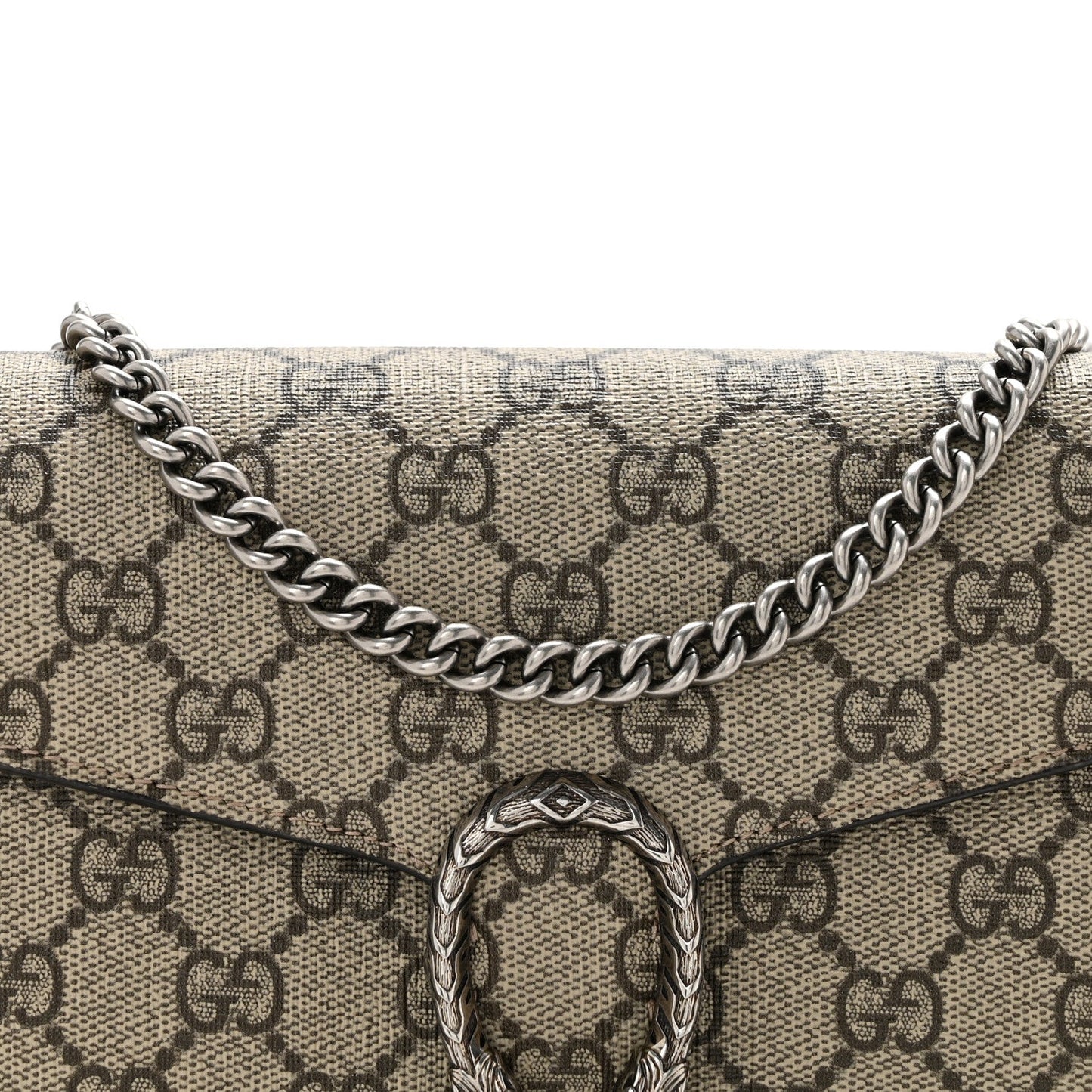 GG Supreme Monogram Mini Dionysus Chain Wallet Beige Taupe