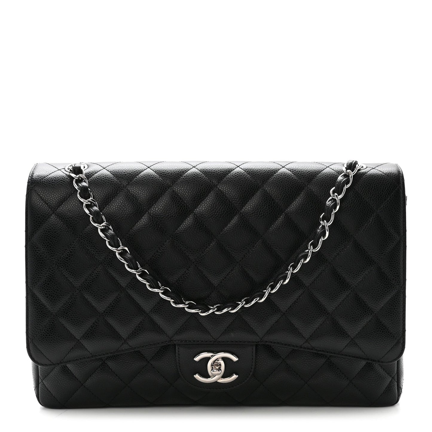 Caviar Quilted Maxi Double Flap Black
